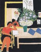 Reader on a Black Background(The Pink Table) (mk35) Henri Matisse
